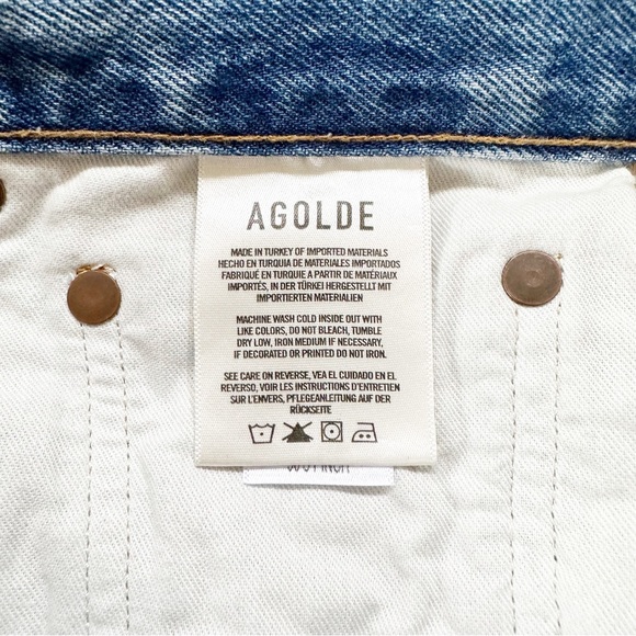 NWT AGOLDE '90s Pinch Waist Ripped Straight Leg Organic Cotton Jeans Abstract 32 - Picture 6 of 10